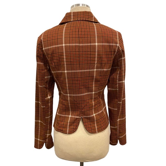 Y2K Plaid Blazer With Lace Trim Collar - Picture 9 of 11
